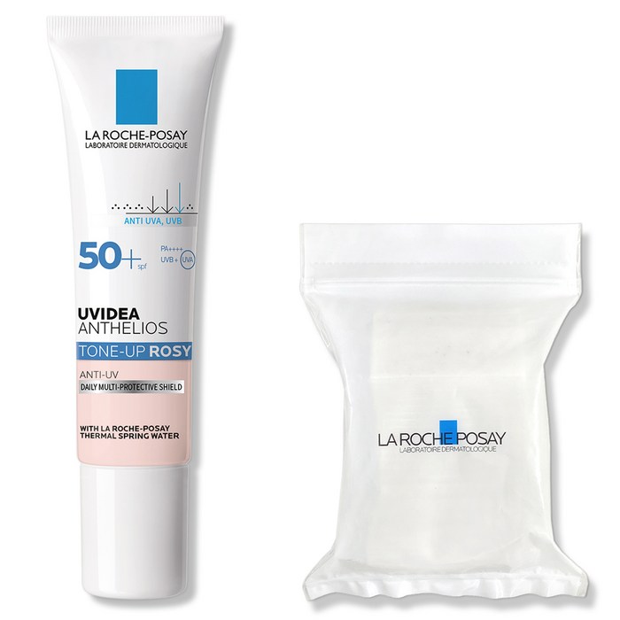 라로슈포제 유비데아 안뗄리오스 톤업 로지 선크림 SPF50+ PA++++ 30ml + 화장솜 30매, 30ml, 1세트