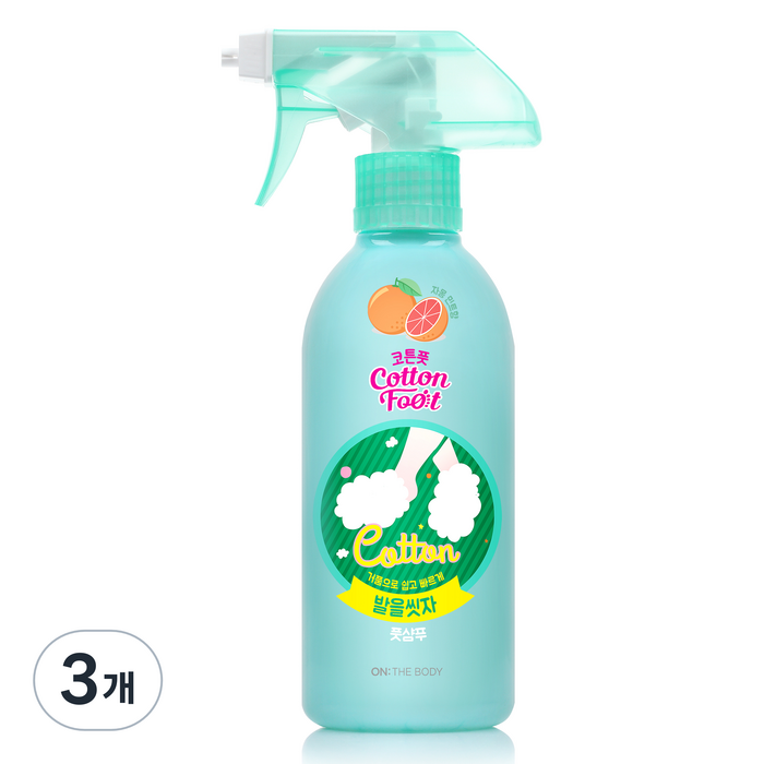 온더바디 코튼풋 발을 씻자 풋샴푸 자몽민트향 385ml, 385ml, 3개